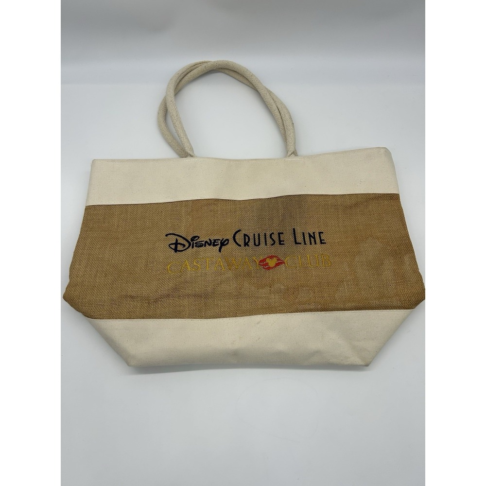 Disney Cruise Line Castaway Club Canvas Burlap Beach Tote Bag weekender‎